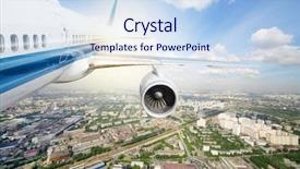  Presentation with plane - Theme having side of the plane flying background and a sky blue colored foreground