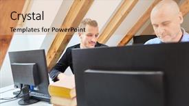  Presentation with work the word in your life - Presentation theme having side on the computer online background and a coral colored foreground