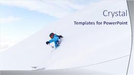  Presentation with skiing - Slide set enhanced with side-photo-of-sportsman-skiing background and a sky blue colored foreground