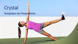  Presentation with exercise class - Presentation having side plank leg lift core background and a light blue colored foreground