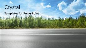  Presentation with forest road - Slides consisting of side raod - asphalt road and forest background and a light blue colored foreground