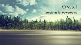  Presentation with landon the mountain road - Presentation with side raod - road in mountain forest background and a mint green colored foreground