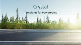  Presentation with forest road - Audience pleasing PPT layouts consisting of side raod - road in north mountain forest backdrop and a sky blue colored foreground