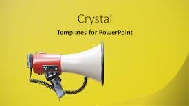  Presentation with yellow - Audience pleasing PPT layouts consisting of side-shot-of-megaphone-against backdrop and a yellow colored foreground