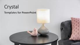  Presentation with wall - Audience pleasing PPT theme consisting of side table with stylish lamp backdrop and a light gray colored foreground