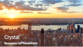  Presentation with new york city subway station - PPT theme featuring side urban cityscape panorama view background and a tawny brown colored foreground