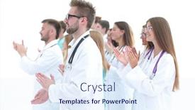  Presentation with group - Slide set with side-view-a-group background and a sky blue colored foreground