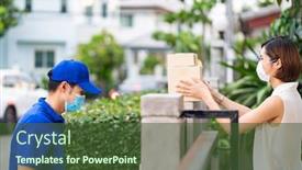  Presentation with contactless - Audience pleasing presentation consisting of side-view-asian-woman backdrop and a tawny brown colored foreground