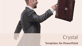  Presentation with stepping - Beautiful slides featuring side view cheerful businessman with briefcase stepping forward backdrop and a lemonade colored foreground