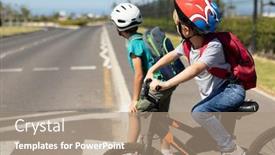  Presentation with pedestrian crossing - Presentation design with side-view-close-up background and a coral colored foreground