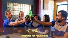  Presentation with multi ethnic group - Slide deck consisting of side-view-close-up background and a tawny brown colored foreground