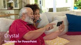  Presentation with senior living - Colorful PPT theme enhanced with side-view-close-up backdrop and a violet colored foreground