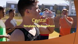  Presentation with sports field - Slide set consisting of side-view-close-up background and a  colored foreground