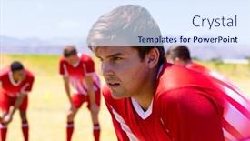  Presentation with sports field - Slides enhanced with side-view-close-up background and a sky blue colored foreground