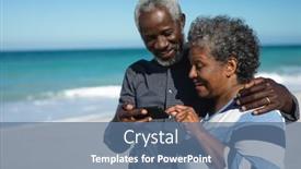  Presentation with senior couple - Presentation theme featuring side-view-close-up background and a ocean colored foreground