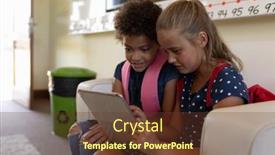  Presentation with school elementary - Slide set enhanced with side-view-close-up background and a tawny brown colored foreground