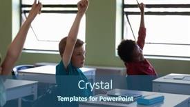  Presentation with elementary school - Presentation design consisting of side-view-close-up background and a ocean colored foreground