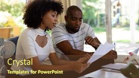  Presentation with paperwork - Slide set with side-view-close-up background and a tawny brown colored foreground