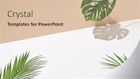  Presentation with minimal - Presentation theme having side-view-green-tropical-palm background and a lemonade colored foreground