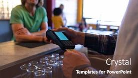  Presentation with credit card - Cool new slides with side-view-mid-section backdrop and a tawny brown colored foreground