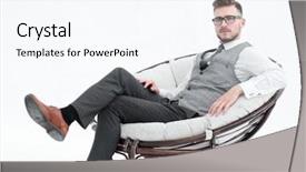  Presentation with successful - Colorful PPT theme enhanced with side view modern successful man backdrop and a  colored foreground