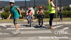  Presentation with road stop sign - Presentation theme featuring side-view-of-a-blonde background and a gray colored foreground