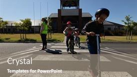  Presentation with road stop sign - Cool new PPT layouts with side-view-of-a-blonde backdrop and a gray colored foreground