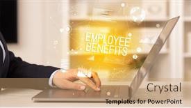  Presentation with employee benefits - Presentation featuring side-view-of-a-business background and a coral colored foreground