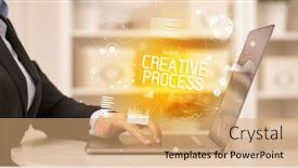  Presentation with business process - Beautiful PPT theme featuring side-view-of-a-business backdrop and a coral colored foreground