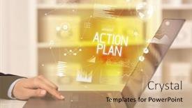  Presentation with action plan - Slide deck with side-view-of-a-business background and a coral colored foreground