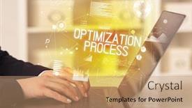  Presentation with business process - Audience pleasing PPT theme consisting of side-view-of-a-business backdrop and a coral colored foreground