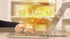  Presentation with working capital - Beautiful presentation theme featuring side-view-of-a-business backdrop and a coral colored foreground