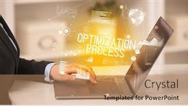  Presentation with business process - Theme featuring side-view-of-a-business background and a coral colored foreground