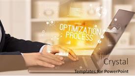  Presentation with business process - Slides having side-view-of-a-business background and a coral colored foreground