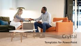  Presentation with lobby - Presentation design having side-view-of-a-caucasian background and a coral colored foreground