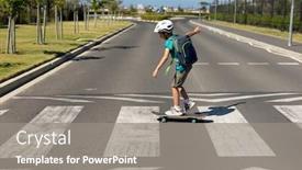  Presentation with pedestrian crossing - PPT theme enhanced with side-view-of-a-caucasian background and a gray colored foreground