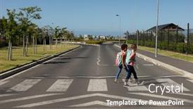  Presentation with pedestrian crossing - Theme consisting of side-view-of-a-caucasian background and a gray colored foreground