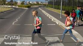  Presentation with pedestrian crossing - Audience pleasing slides consisting of side-view-of-a-caucasian backdrop and a gray colored foreground