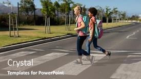  Presentation with pedestrian crossing - Audience pleasing theme consisting of side-view-of-a-caucasian backdrop and a gray colored foreground