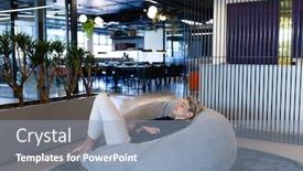  Presentation with bag - Slides having side-view-of-a-caucasian background and a light blue colored foreground