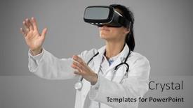  Presentation with lab coat - Colorful PPT theme enhanced with side-view-of-a-caucasian backdrop and a light gray colored foreground