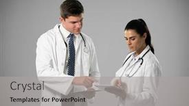  Presentation with lab coats - Beautiful slide deck featuring side-view-of-a-caucasian backdrop and a light gray colored foreground