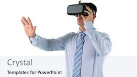  Presentation with virtual hand - Audience pleasing theme consisting of side-view-of-a-caucasian backdrop and a light blue colored foreground