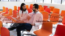  Presentation with lab coats - PPT theme consisting of side-view-of-a-caucasian background and a red colored foreground