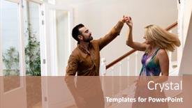  Presentation with open door - Slide deck having side-view-of-a-caucasian background and a coral colored foreground