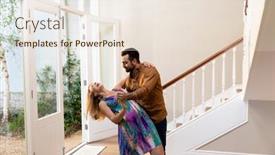  Presentation with open door - Slide deck having side-view-of-a-caucasian background and a sky blue colored foreground