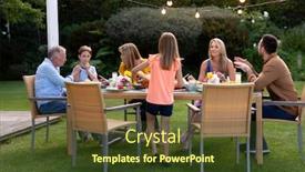  Presentation with standing sitting - Presentation design featuring side-view-of-a-caucasian background and a tawny brown colored foreground