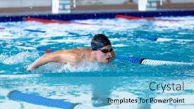  Presentation with pool side - Slide set with side-view-of-a-caucasian background and a light blue colored foreground