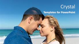  Presentation with blue sky - Slide deck with side-view-of-a-caucasian background and a teal colored foreground