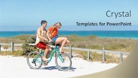  Presentation with blue sky - PPT theme with side-view-of-a-caucasian background and a  colored foreground